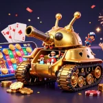 Experience excitement at Cổng game Sunwin with a golden beetle tank revealing a vibrant casino scene.