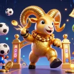 uu88 offers a thrilling sports betting adventure with golden ram and coins amidst dynamic elements