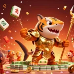 Join the vibrant 11win adventure with a dynamic tiger shark and colorful casino elements in action.
