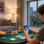 Exciting online poker gaming experience with apk download opportunity highlighted on a smartphone.