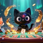 Engage in exhilarating gameplay with Poker88 Hongkong, featuring a swirling cosmic scene of dynamic characters and slot elements.