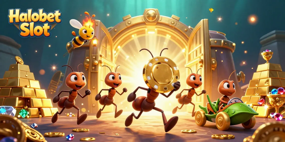 Experience thrilling Halobet Slot action with a vibrant heist adventure featuring playful characters.