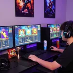 Pengalaman bermain slot online di 337sports dengan suasana gaming modern dan peralatan lengkap.