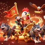 Experience thrilling gaming action with qiuqiu99, featuring a dynamic scene of poker elements and celebratory details.