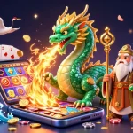 Engage with the Free No Deposit Bonus through an epic casino illustration featuring dragon and turtle characters.