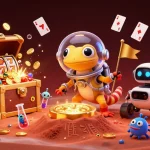 Play slot gacor with captivating visuals of a Martian gecko discovering a golden casino treasure on Mars.