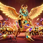 Experience thrilling lottery excitement with มูเตลู789 as golden scarab beetles lead a game of chance with dazzling elements.