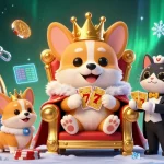 Menangkan permainan dengan bandar slot online di ilustrasi dadu berwarna-warni dan koin digital.